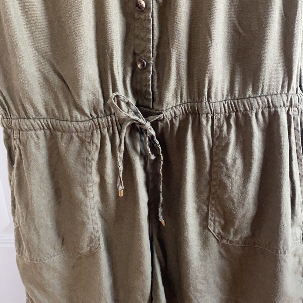 Ralph Lauren Army Green Linen Blend Shorts Romper Size 12 Petite - Picture 4 of 12